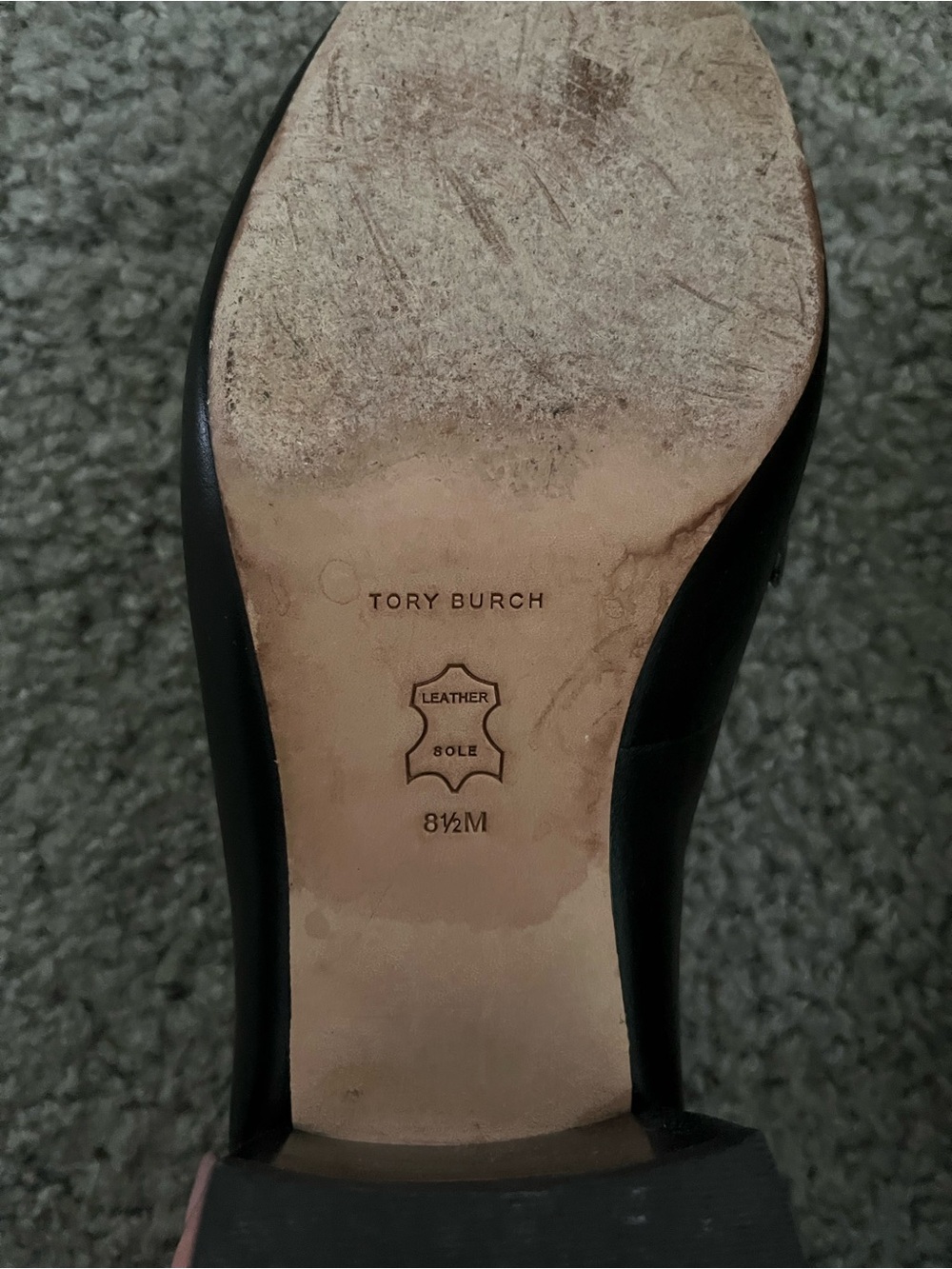 Tory Burch Black Croc-Embossed Leather Loafers with Block Heel - Picture 7 of 7